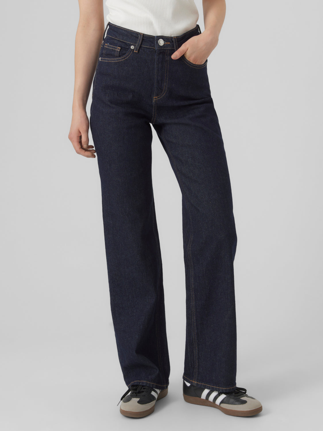 VMTESSA wide Jeans - Dark rinse Blue Denim